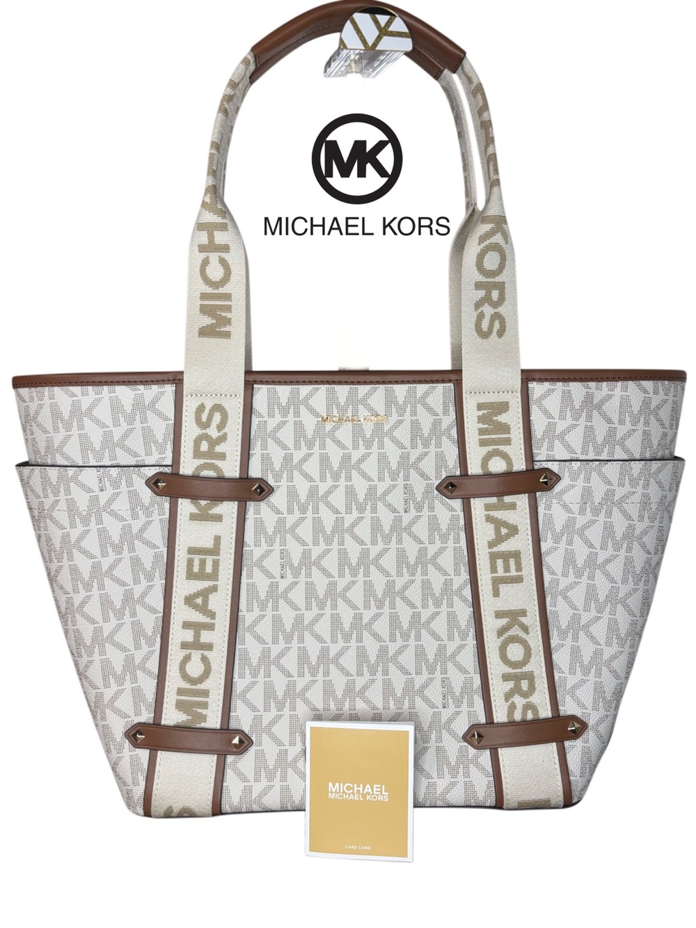 Michael Kors Maeve Large Open Tote Bag in Vanilla/Lugg Colorway